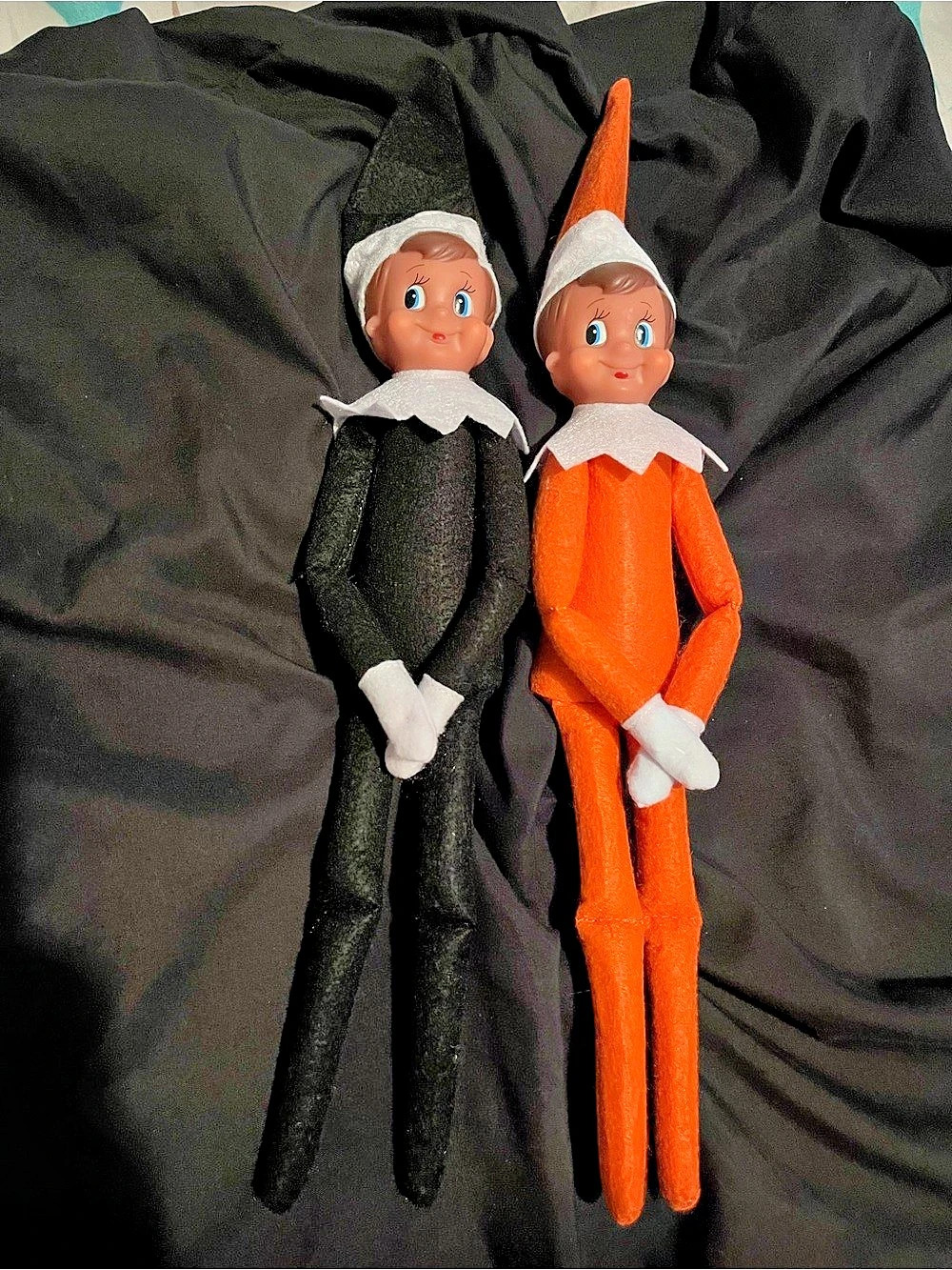 Set of 2 Holiday Elf on the Shelf Dolls Orange & Black Halloween